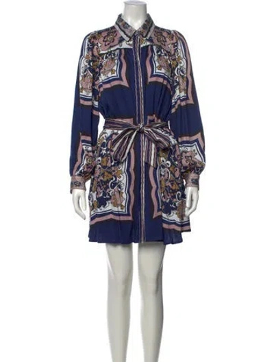 Pre-owned Cleobella Printed Mini Dress In Blue