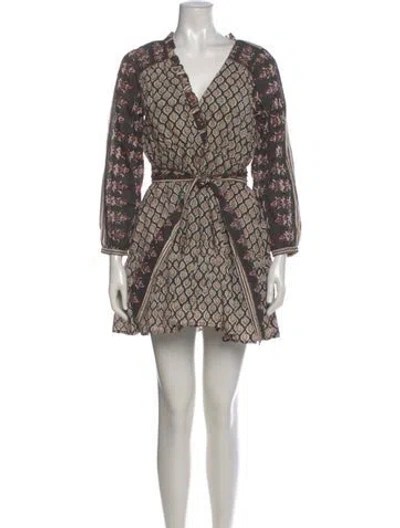 Pre-owned Cleobella Printed Mini Dress In Brown