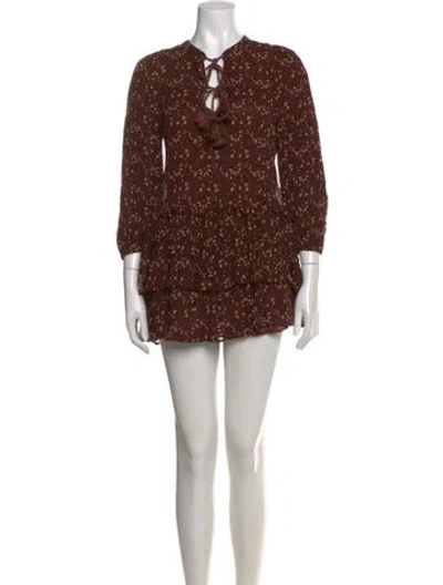 Pre-owned Cleobella Printed Mini Dress In Brown
