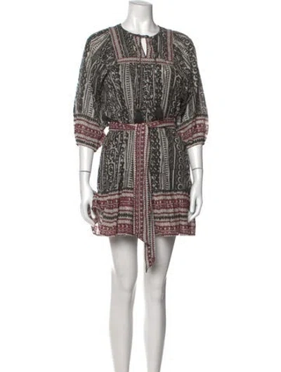 Pre-owned Cleobella Printed Mini Dress In Brown
