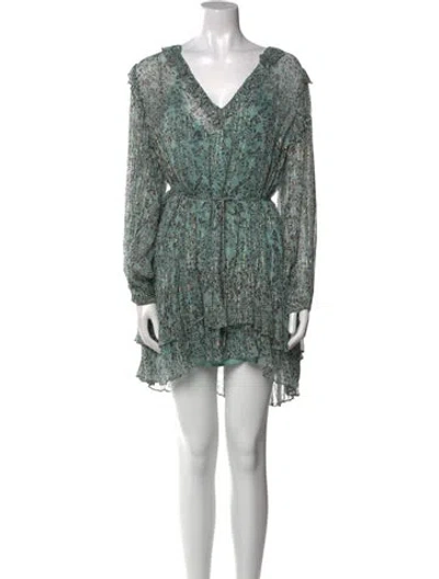 Pre-owned Cleobella Printed Mini Dress In Green