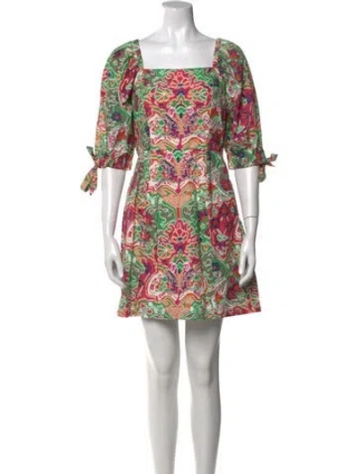 Pre-owned Cleobella Printed Mini Dress In Green