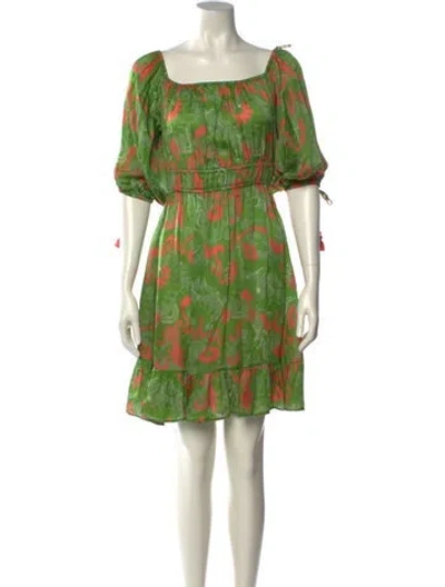Pre-owned Cleobella Printed Mini Dress In Green