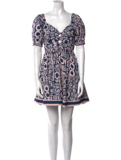 Pre-owned Cleobella Printed Mini Dress In Multi