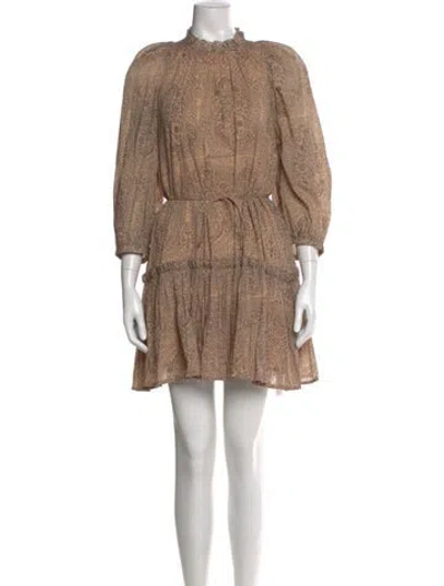 Pre-owned Cleobella Printed Mini Dress In Neutral