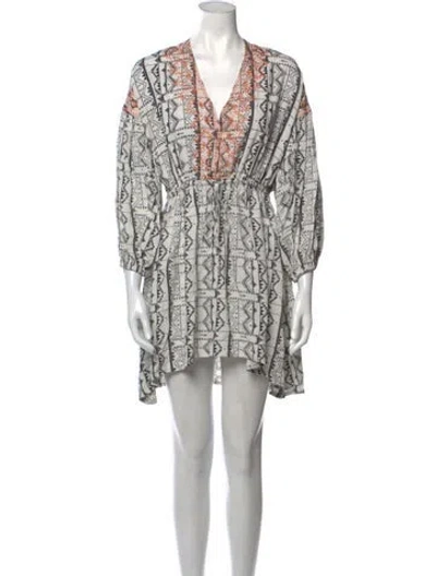Pre-owned Cleobella Printed Mini Dress In Neutral