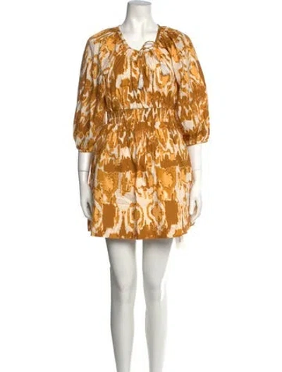 Pre-owned Cleobella Printed Mini Dress In Neutral