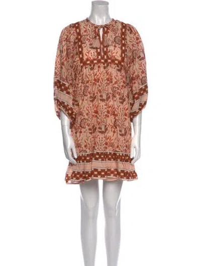 Pre-owned Cleobella Printed Mini Dress In Neutral