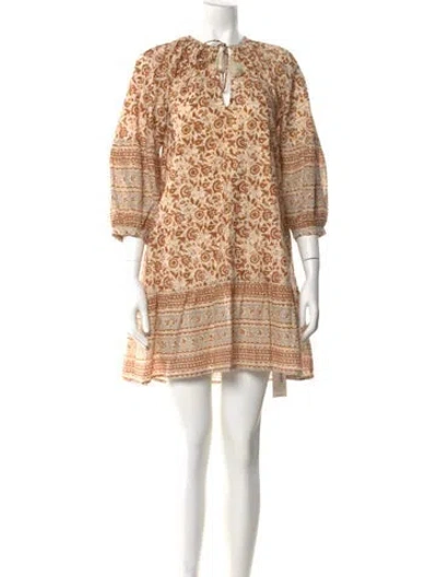 Pre-owned Cleobella Printed Mini Dress In Neutral