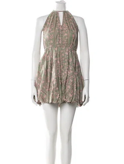 Pre-owned Cleobella Printed Mini Dress In Neutral