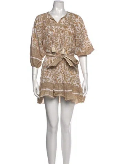 Pre-owned Cleobella Printed Mini Dress In Neutral