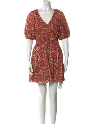 Pre-owned Cleobella Printed Mini Dress In Neutral