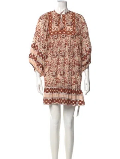 Pre-owned Cleobella Printed Mini Dress In Neutral