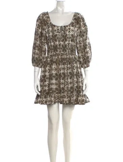 Pre-owned Cleobella Printed Mini Dress In Neutral