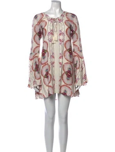 Pre-owned Cleobella Printed Mini Dress In Neutral