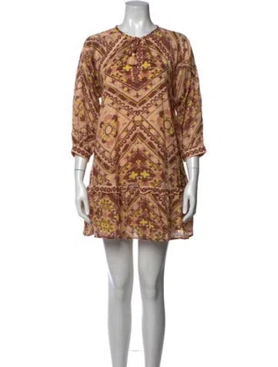 Pre-owned Cleobella Printed Mini Dress In Neutral