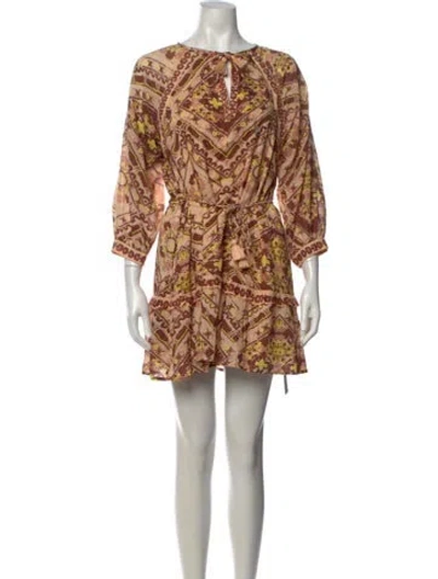 Pre-owned Cleobella Printed Mini Dress In Neutrals