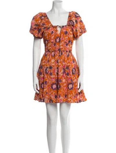 Pre-owned Cleobella Printed Mini Dress In Orange