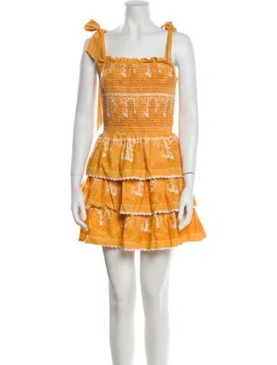 Pre-owned Cleobella Printed Mini Dress In Orange