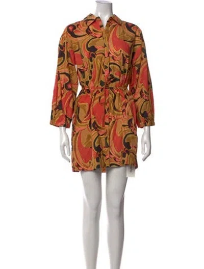 Pre-owned Cleobella Printed Mini Dress In Orange