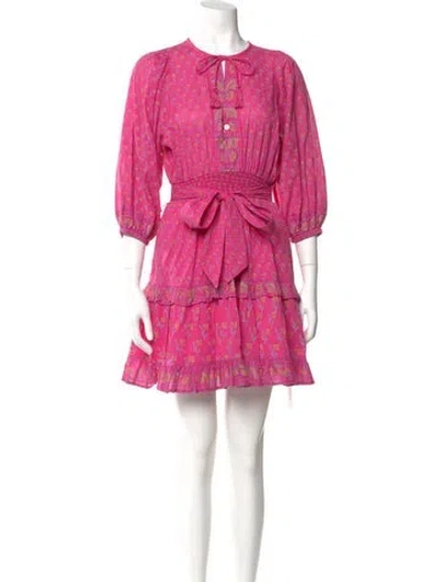 Pre-owned Cleobella Printed Mini Dress In Pink