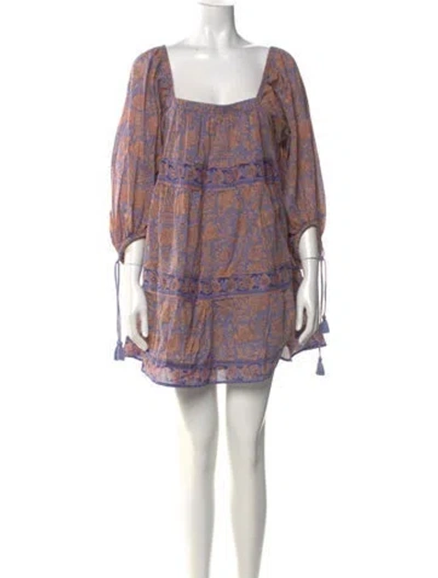 Pre-owned Cleobella Printed Mini Dress In Purple