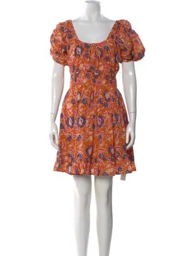 Pre-owned Cleobella Printed Mini Dress W/ Tags In Orange