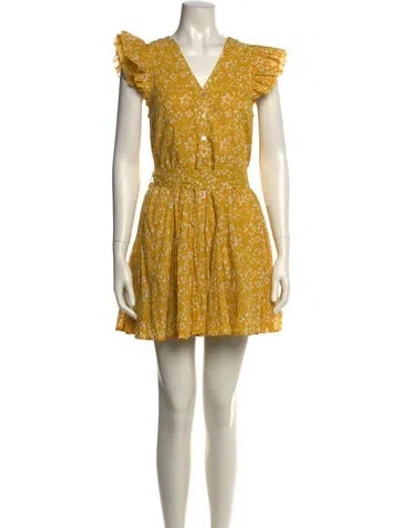 Pre-owned Cleobella Printed Mini Dress W/ Tags In Yellow