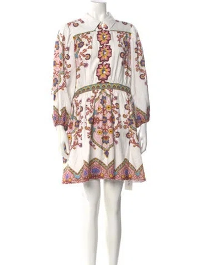 Pre-owned Cleobella Printed Mini Dress In White