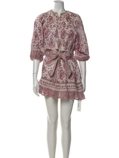 Pre-owned Cleobella Printed Mini Dress In White