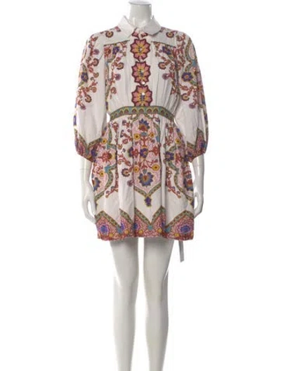 Pre-owned Cleobella Printed Mini Dress In White