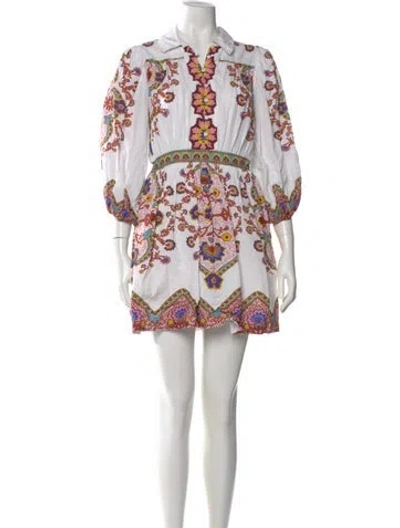 Pre-owned Cleobella Printed Mini Dress In White