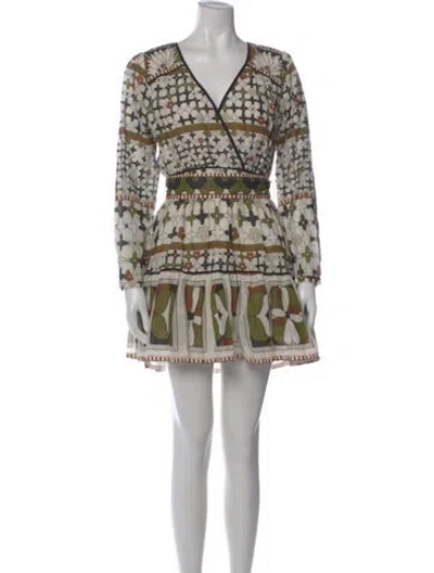 Pre-owned Cleobella Printed Mini Dress In White