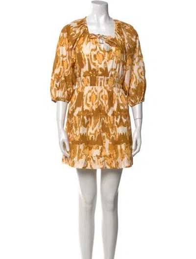 Pre-owned Cleobella Printed Mini Dress In Yellow