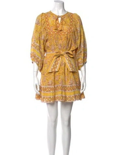 Pre-owned Cleobella Printed Mini Dress In Yellow