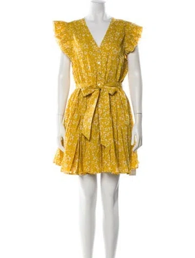 Pre-owned Cleobella Printed Mini Dress In Yellow