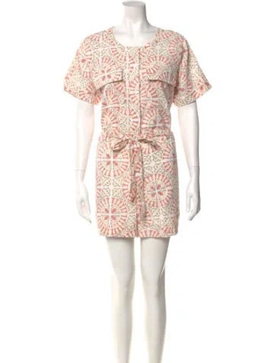 Pre-owned Cleobella Printed Scoop Neck Romper In Neutral