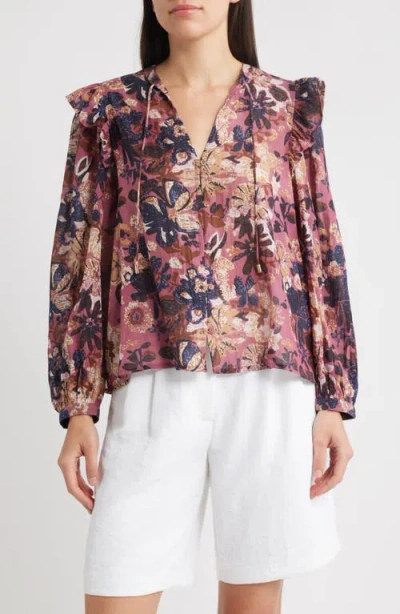 Cleobella Priya Print Tie Neck Top In Multi