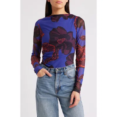 CLEOBELLA CLEOBELLA REMY FLORAL PRINT RUCHED MESH TOP