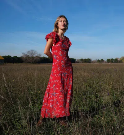 Cleobella Roxanne Ankle Dress In Fiore Rosso In Red