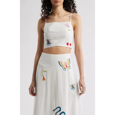 Cleobella Sage Embroidered Organic Cotton Crop Tank In White