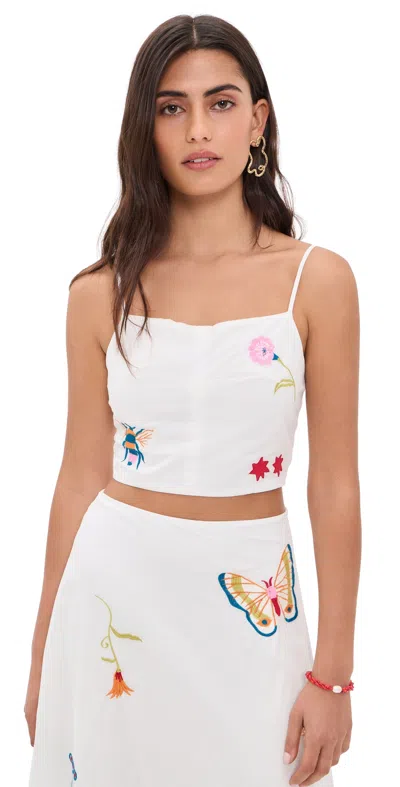 Cleobella Sage Top Montecito Embroidery Motif In White