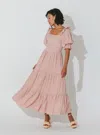 Cleobella Salma Midi Dress Rose Gingham In Pink