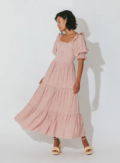 Cleobella Salma Midi Dress Rose Gingham In Pink