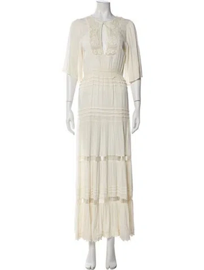 Pre-owned Cleobella Scoop Neck Long Dress In Neutral