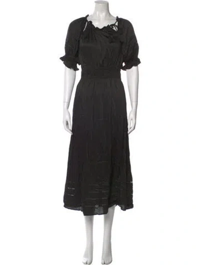 Pre-owned Cleobella Scoop Neck Midi Length Dress In Black