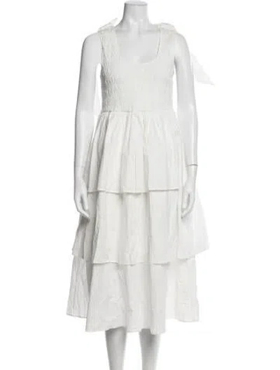 Pre-owned Cleobella Scoop Neck Midi Length Dress In Neutral