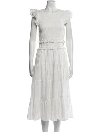 Pre-owned Cleobella Scoop Neck Midi Length Dress W/ Tags In White