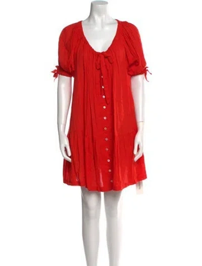 Pre-owned Cleobella Scoop Neck Mini Dress In Orange