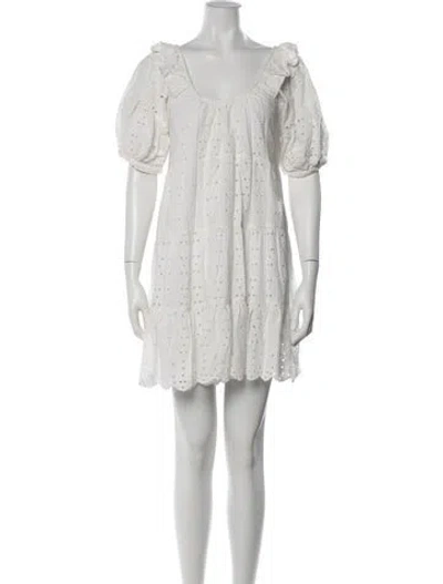 Pre-owned Cleobella Scoop Neck Mini Dress In White
